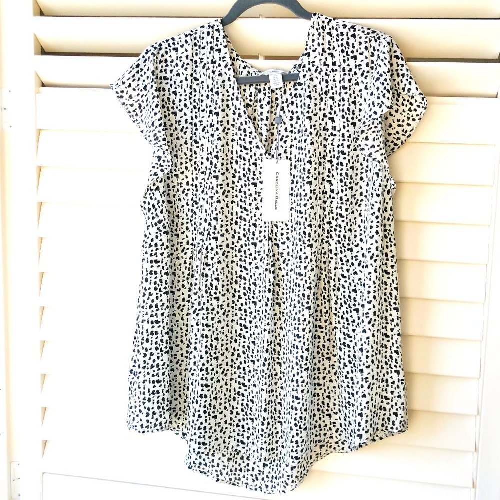 NWT Carolina Belle (Montreal) Ivory Print Blouse
